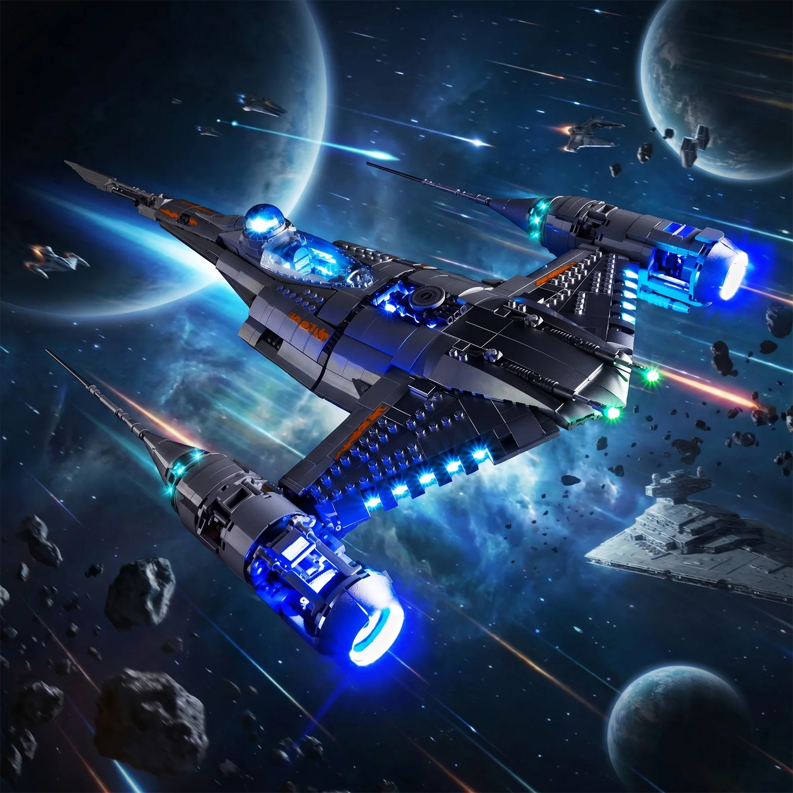 Kyglaring LED-Licht-Set geeignet für Lego The Mandalorian's N-1 Starfighter ™   75442 Bausteine, nicht kompatibel mit Lego-Bausteinen