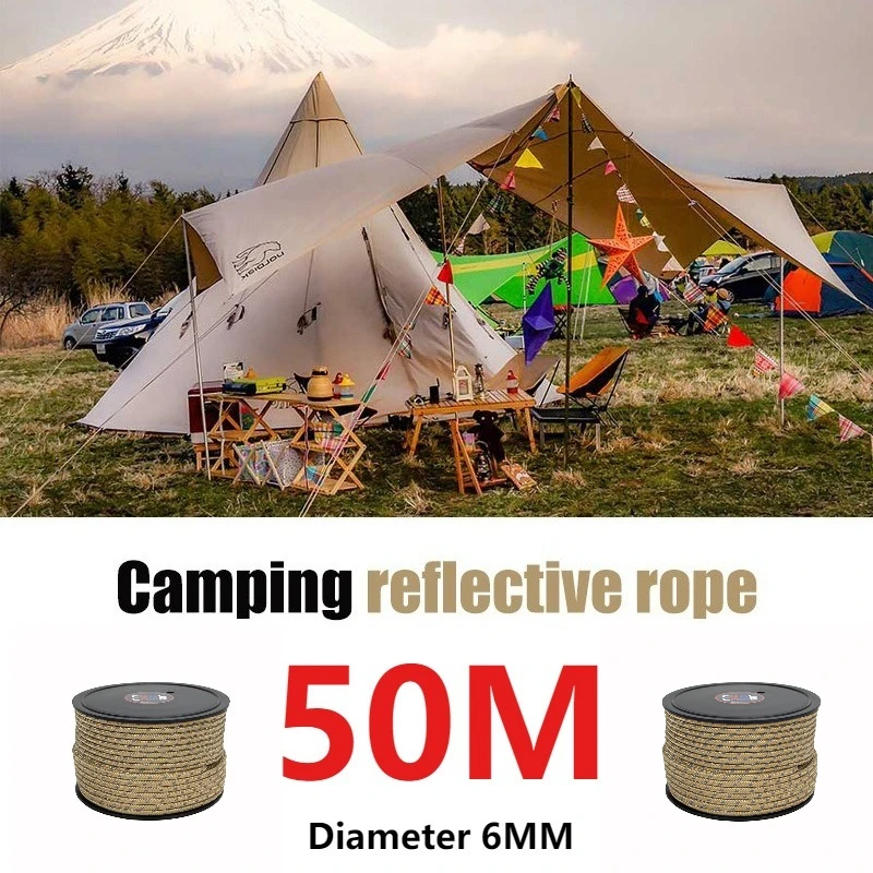 

High Intensity Camping Rope Wear-resistant Tensile Reflective Tent Windproof Rope Thickened Flexible Anti-fracture Outdoor Tools