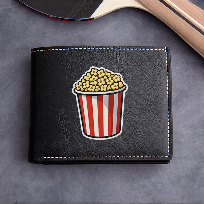 Popcorn Bucket Design PU Leather Wallet for Men Slim Lightweight Durable Business Style Fashion Accessory