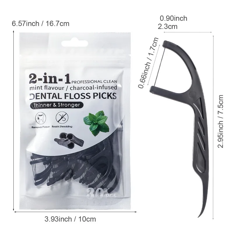 30/100 шт. портативная одноразовая пластиковая нить мятная бамбуковая угольная нить палочка высокого напряжения инструмент для ухода за полостью рта и межзубами