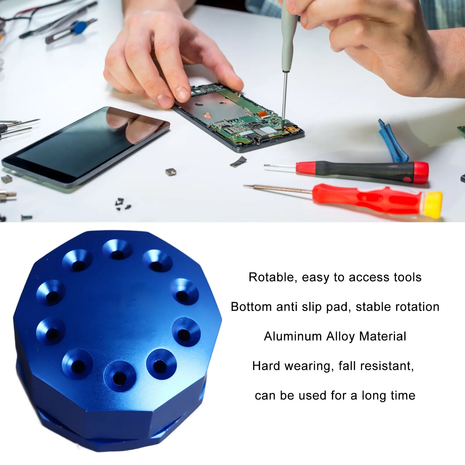 Rotating Screwdriver Organizer Screwdriver Storage Rack 10 Holes Aluminum Alloy Rotating Screwdriver Organizer Holder