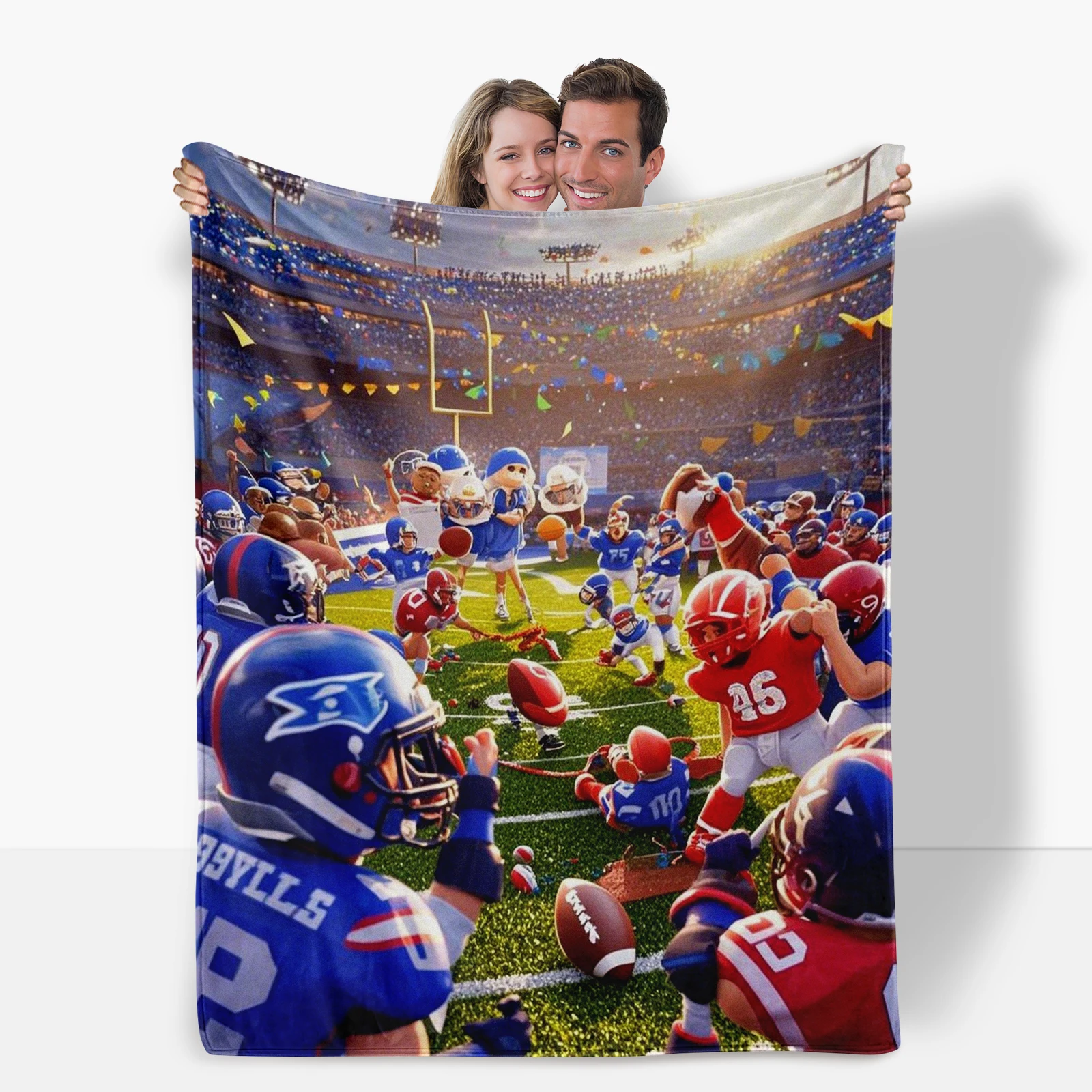 Unique Cartoon Characters Featuring Football Super Bowl Blanket Enhances Home Ambiance With Charm