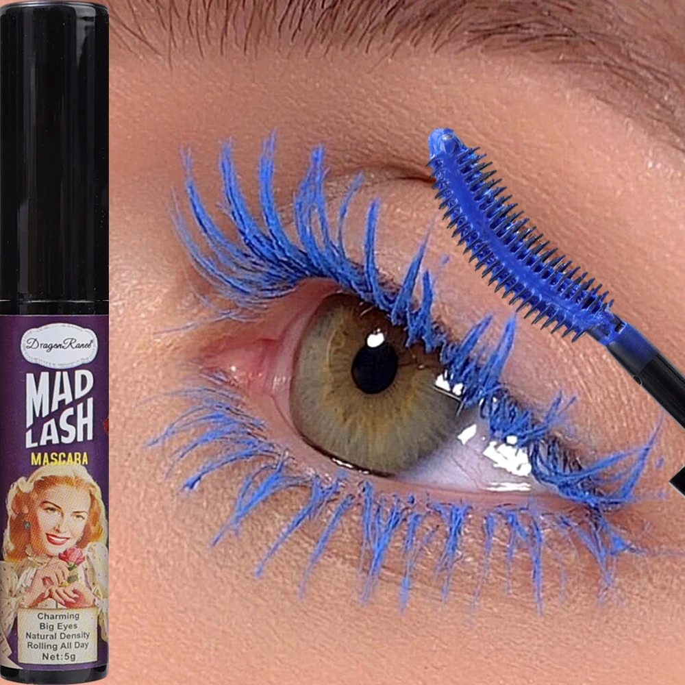 Wasserdichte schwarze Mascara 5d Seiden faser bunt blau lila weiß Wimpern verlängerung Mascara Verlängerung Wimpern Make-up Kosmetik