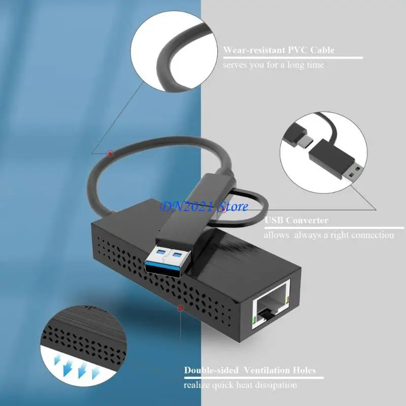 F3KE USB Type C to Ethernet Adapter Offering 2.5Gbps Fast Speed Networking Transfer for Devices Without Built In LAN Port