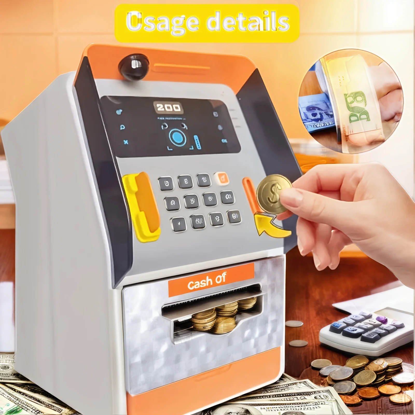 Offre spéciale américaine: jouet de tirelire ATM pour enfants, avec surveillance du reconnaissance faciale et fonction de mot de passe, cultive les garçons A