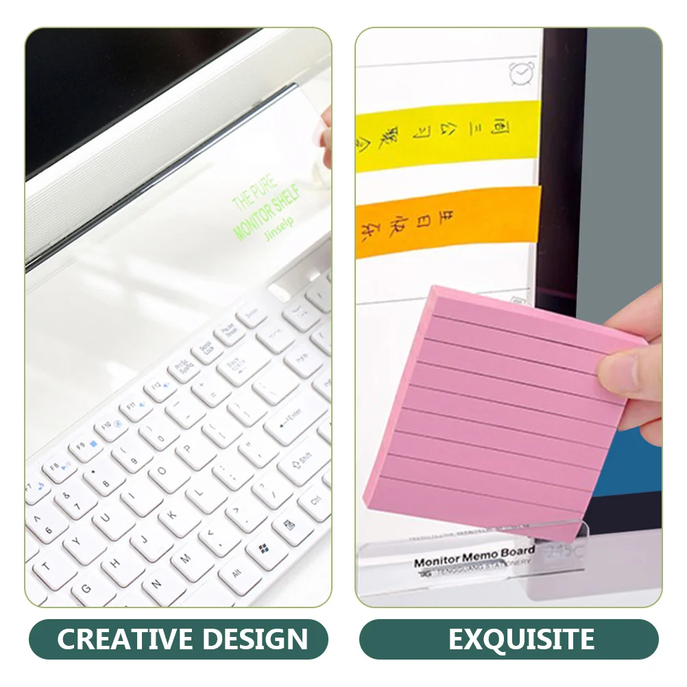 

1 set Monitor Screen Side Panel Board Computer Screen Side Panel Transparent Message Reminder Storage Rack Office Gadgets