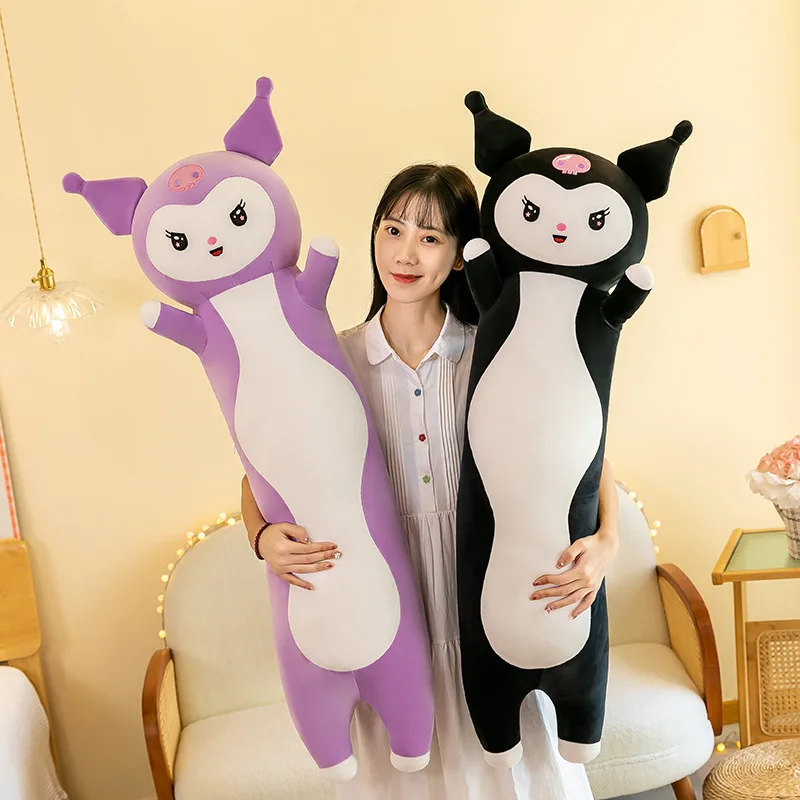 Jouets en peluche super longs Kuromi Sanurgente pour filles, coussin en peluche Kawaii, coussin en beurre, cadeaux de Noël, beurre super doux, 70-130cm