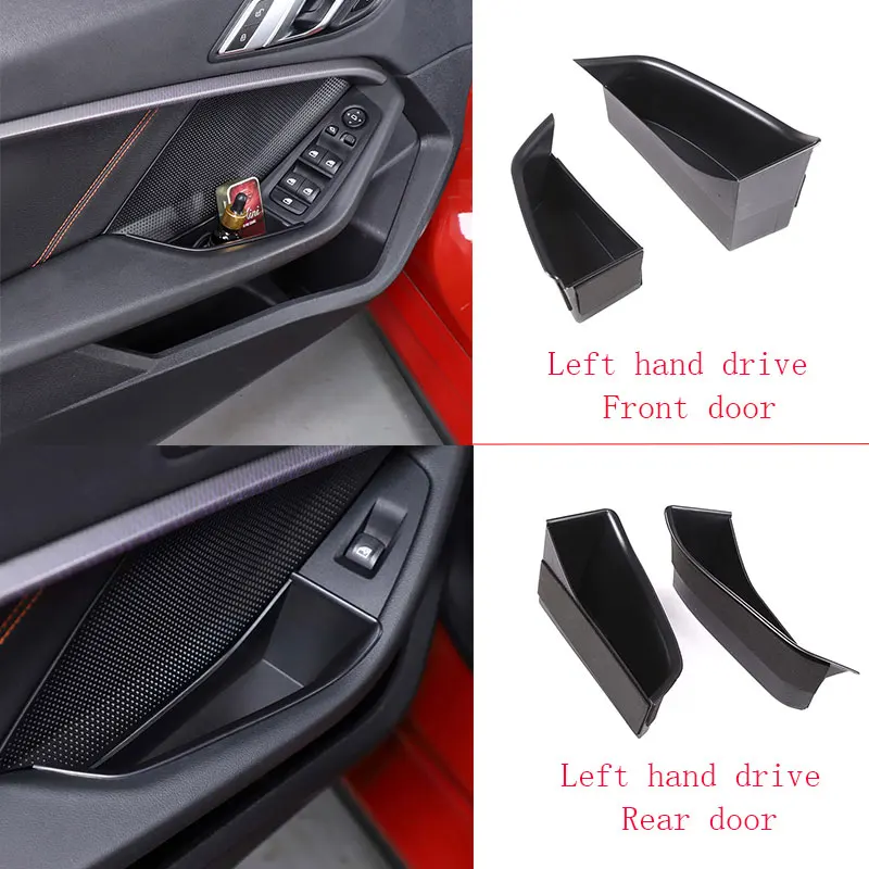 For BMW 1 2 Series F40 F44 2020+ black car front and rear door inner handle armrest storage box mobile phone tray accessories