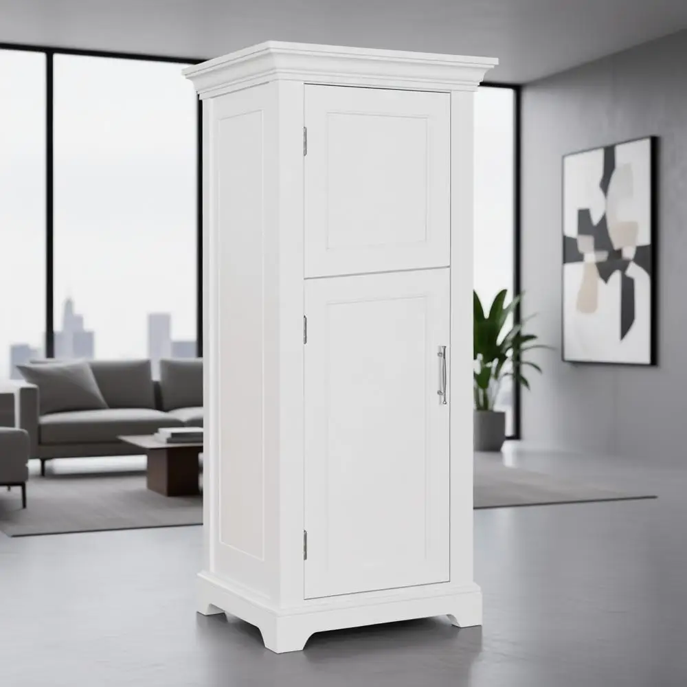 

06-037 Somerset Single Door Floor Storage Cabinet, White