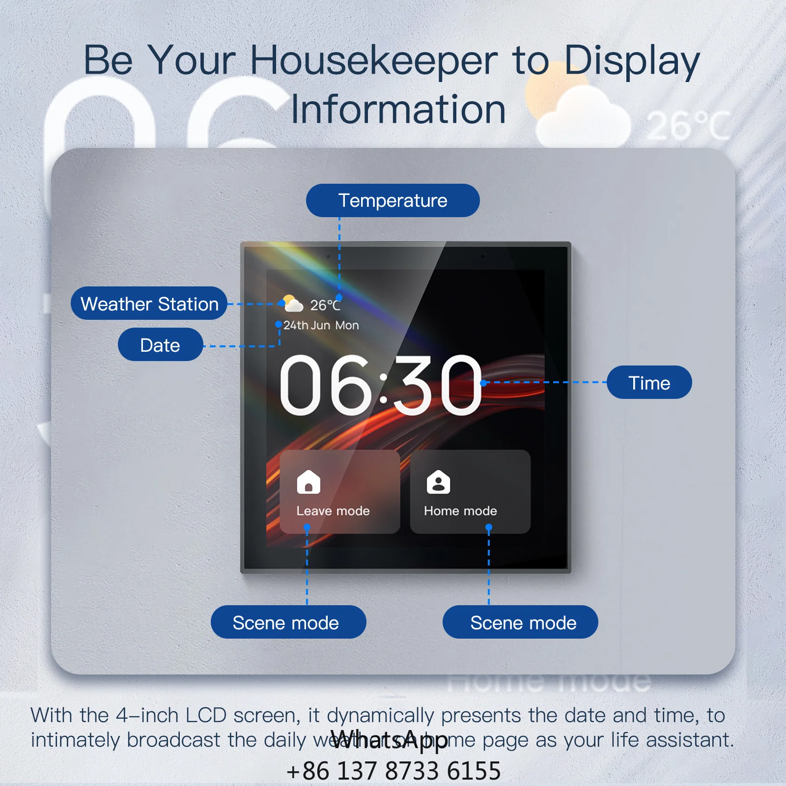 2026 Golden Security TPP01 4 Inch Smart Home Automation Control Panel Gateway With Built In Alexa Voice Control Google Assistant