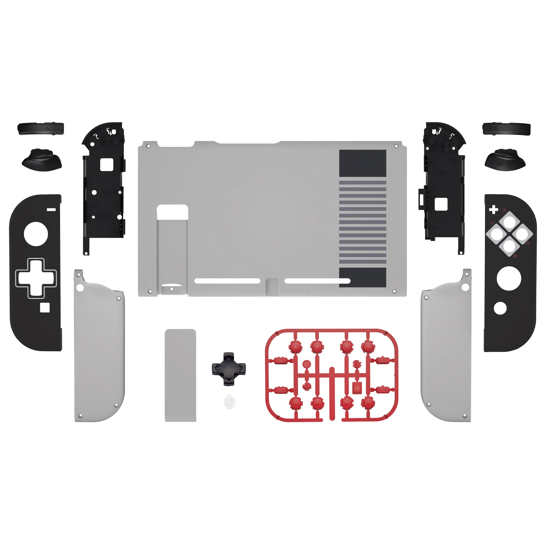 eXtremeRate Dpad Version Custom Full Set Shell, Soft Touch Grip  Housing & Buttons for Nintendo Switch - Classics NES Style