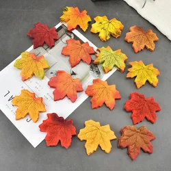 50/100/200Pcs Artificial Silk Maple Leaves Fabric Tree Leaf DIY Halloween Thanksgiving Day Multicolor Autumn Fall Party Decors