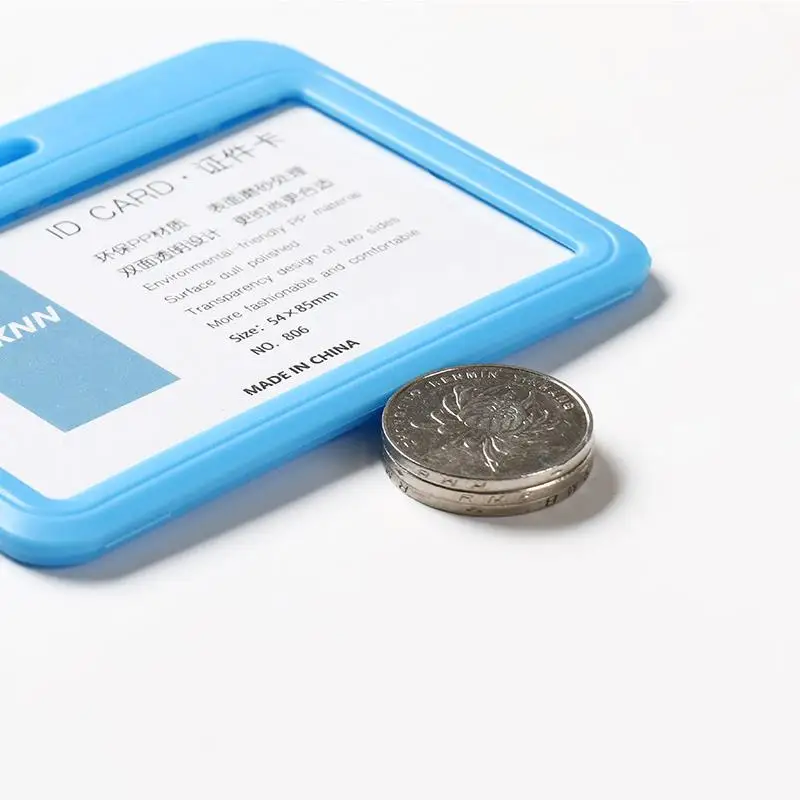 1Pc Horizontal Double Sided ID Card Holder Hanging Rope Transparent Waterproof Name Badge Holder Horizontal Id Badge Holder