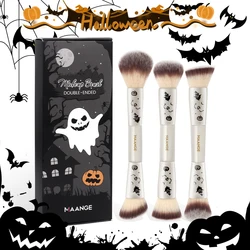 MAANGE Halloween 3 pezzi pennelli per trucco fondotinta correttore a doppia estremità pennello per trucco fard in polvere per strumenti di bellezza crema liquida