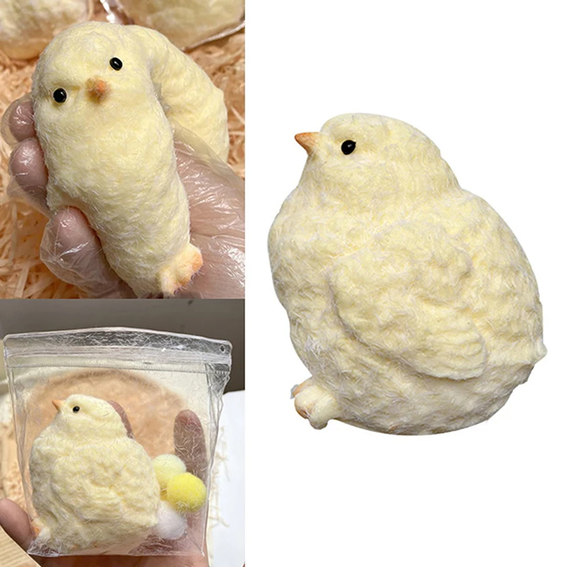 Squishy ไก่ Kawaii Handmade ซิลิโคนนุ่ม Flocked ไก่สีเหลืองซีลไก่นุ่มเด็กของขวัญวันเกิดของเล่นน่ารัก Squishy Chick