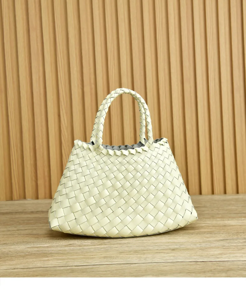 Vintage Genuine Leather Women Weave Handbag