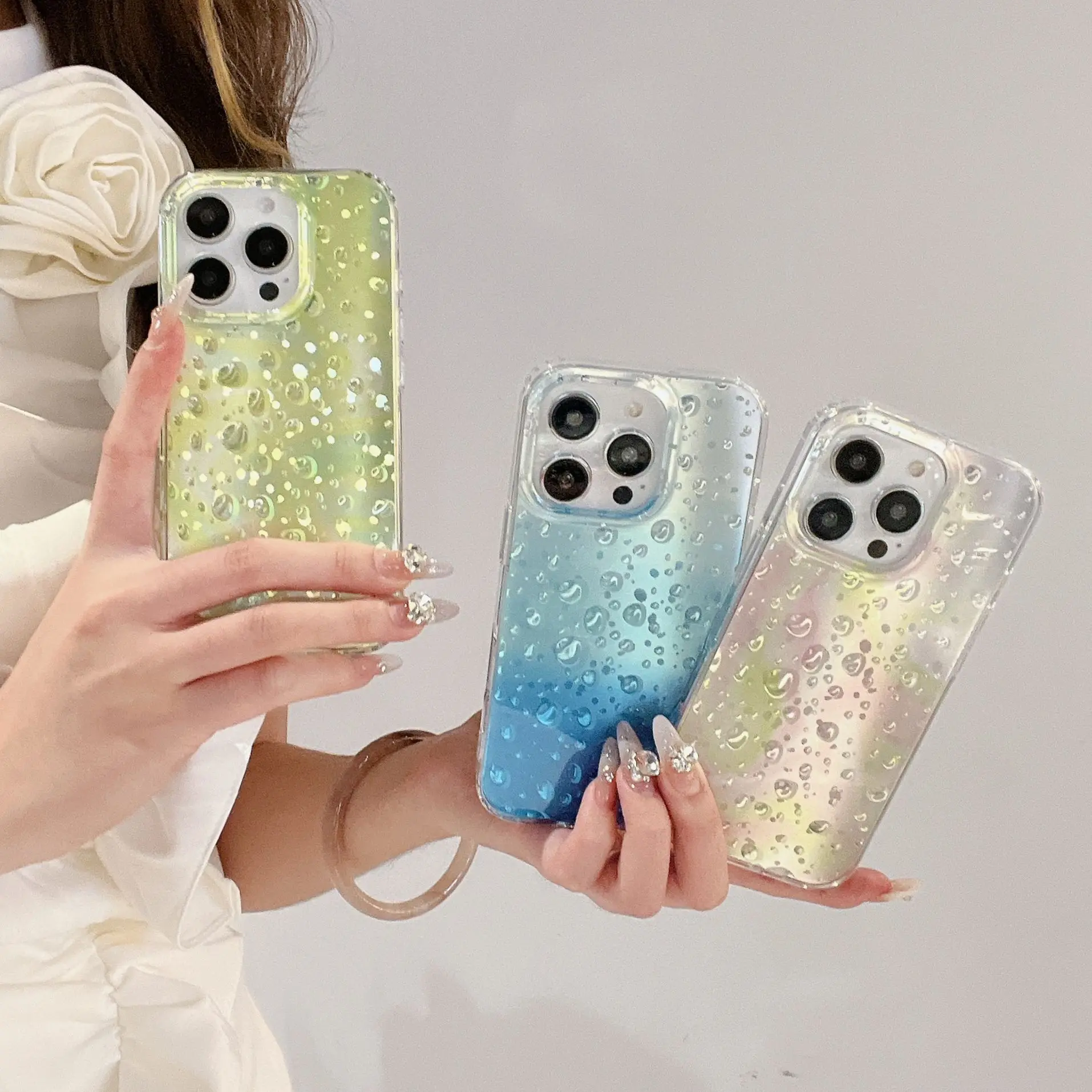 

Water Drops Luxury Water drop Case For Iphone 16 Pro Max 15 14 Pro Max Soft Cover Water Drops Screen