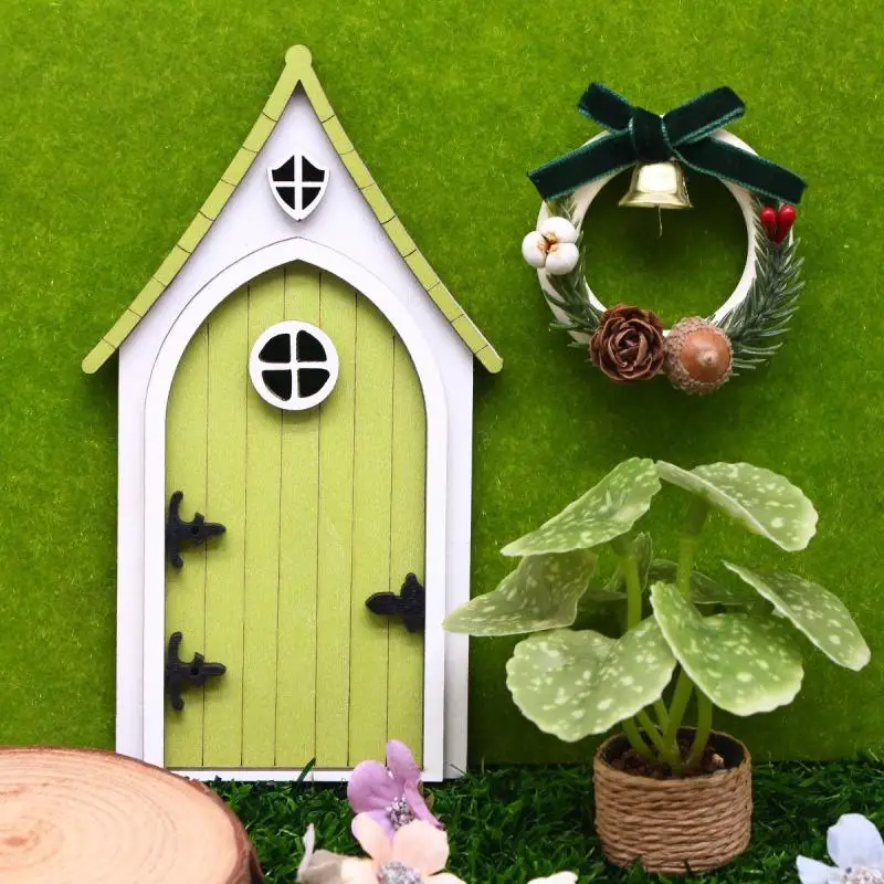 Mini porta da fiaba in legno per casa delle bambole, porta da gnomo per casa delle bambole, modello in miniatura, scena da giardino, accessori per la decorazione di mobili fai da te
