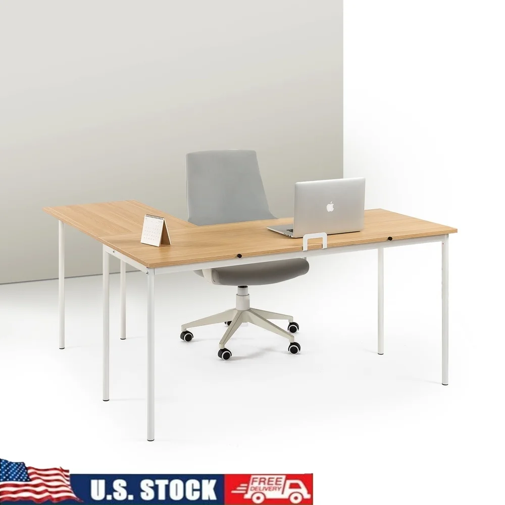 

L-образный угловой стол, современный дизайн с широким рабочим столом, прочный стальной каркас, крючок для хранения ящика, органайзер для кабелей, домашний офис