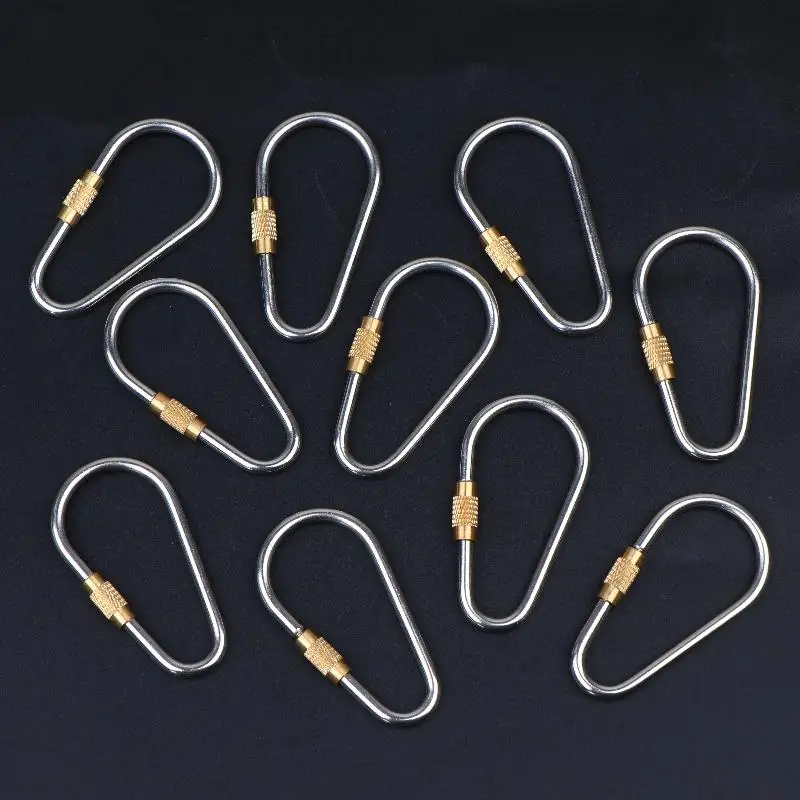 D Type Carabiner 12KN Locking Screw Gate Anti Lost Clip Lightweight for Outdoor Hiking Camping Survival Gear