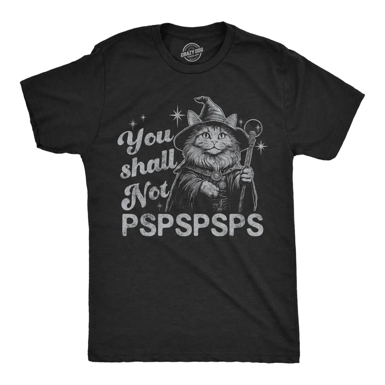 You Shall Not PSPSPSPS Funny Cat Wizard Dad T Shirt vintage Washed Breathable Casual designer clothes Slightly graphic homme