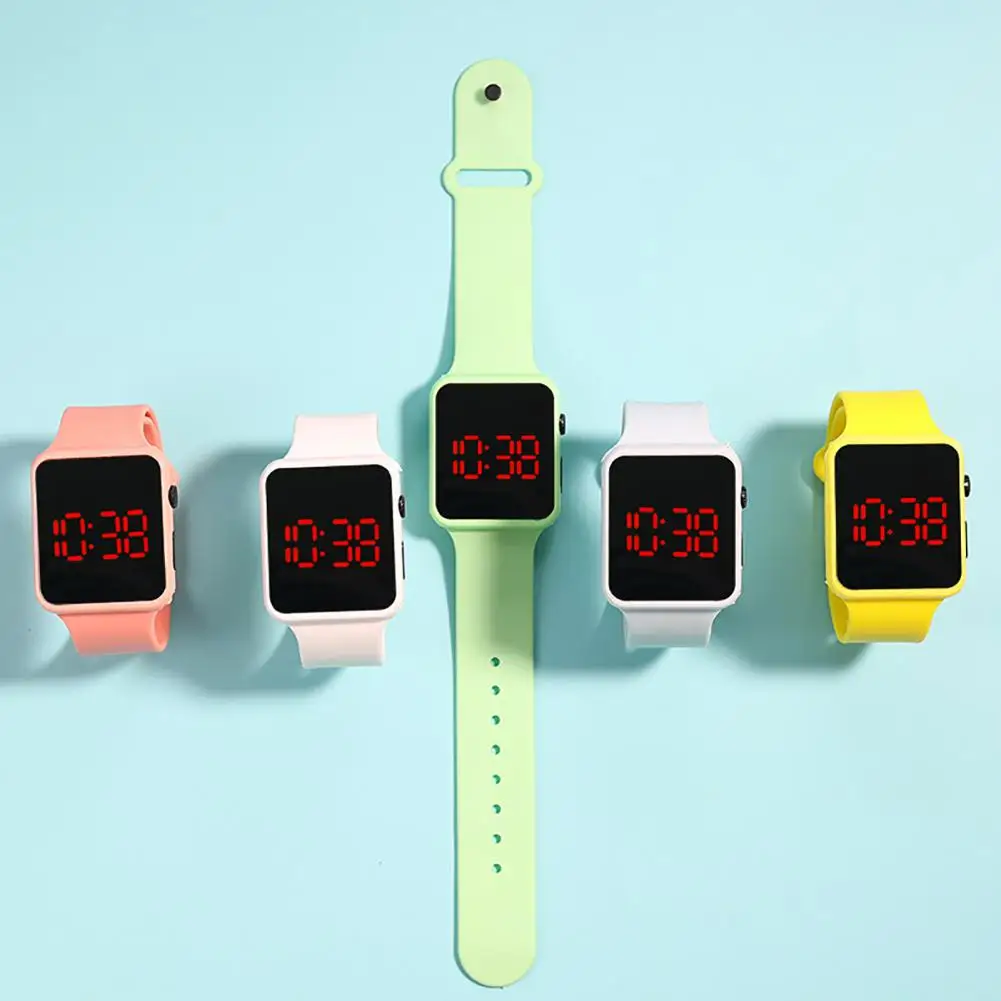 Reloj electrónico Digital para niños, pantalla grande, LED, cuadrado, reloj de pulsera, reloj deportivo para niños