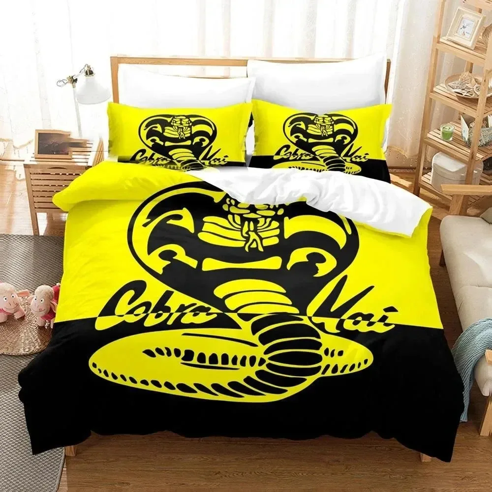 3D Print Cobra Kai Karate Bedding Set Duvet Cover Bed Set Quilt Cover Pillowcase Comforter king Queen Size Boys Adult Bedding