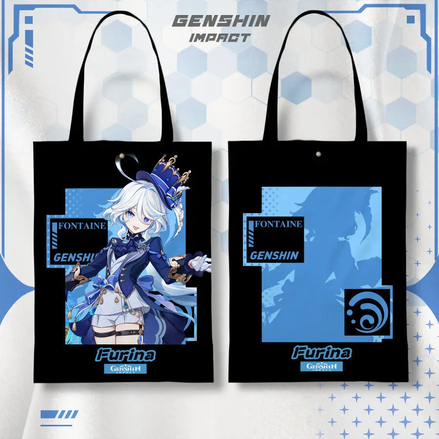 Genshin Impact Collaboration Canvas Student Anime Dazhao Backpack Navite Linlin Miao Single Shoulder Bag Ani