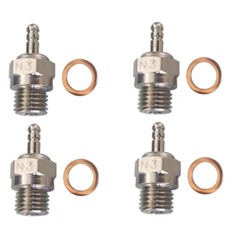 ABNH 4Pcs N3 Glow Plug Nitro Truck Hot Spark Engine Parts Accessories Replacement OS RC Model Car 70117