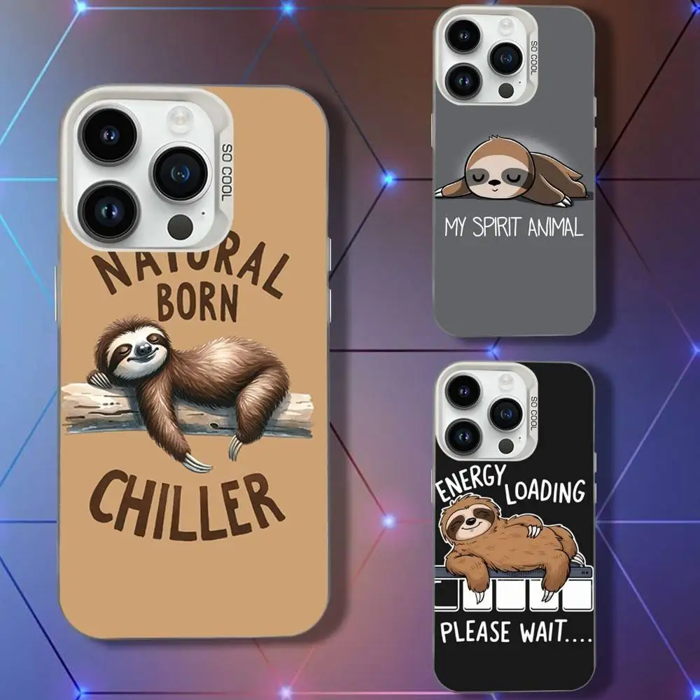 

Cartoon Turtle Sloth Phone Case For iPhone 16,15,14,13,12,11,Pro,XS,Max,Plus,Mini,SE White Candy Matte Shockproof Cover
