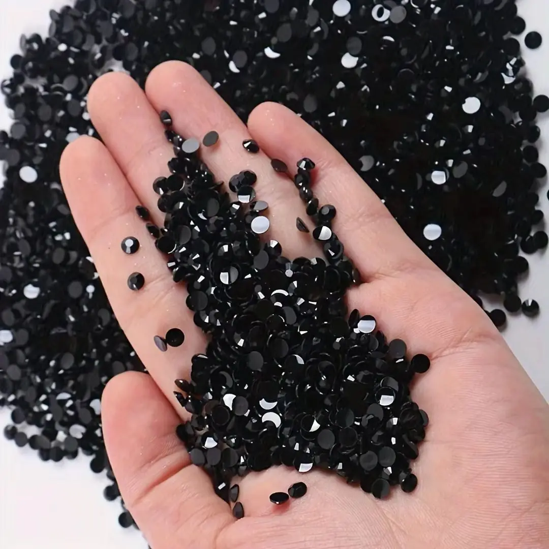 Cristal 6000 piezas de diamantes de imitación de resina de gelatina, perfecto para bricolaje, negro transparente, tazas, botellas, gafas, disfraces, fundas para teléfono y manicura