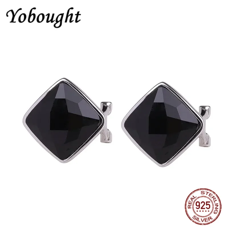 

New S925 Silver Jewelry Simple and Beautiful Cut Black Agate Earrings With Fashionable Earrings for Women