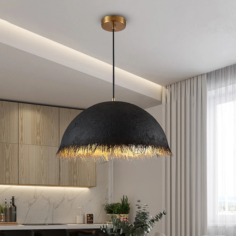 New Creative Half Nest Shape Gold White E27 Ceiling Pendant Lamp Nordic Home Decoration Restaurant Living Room LED Droplight