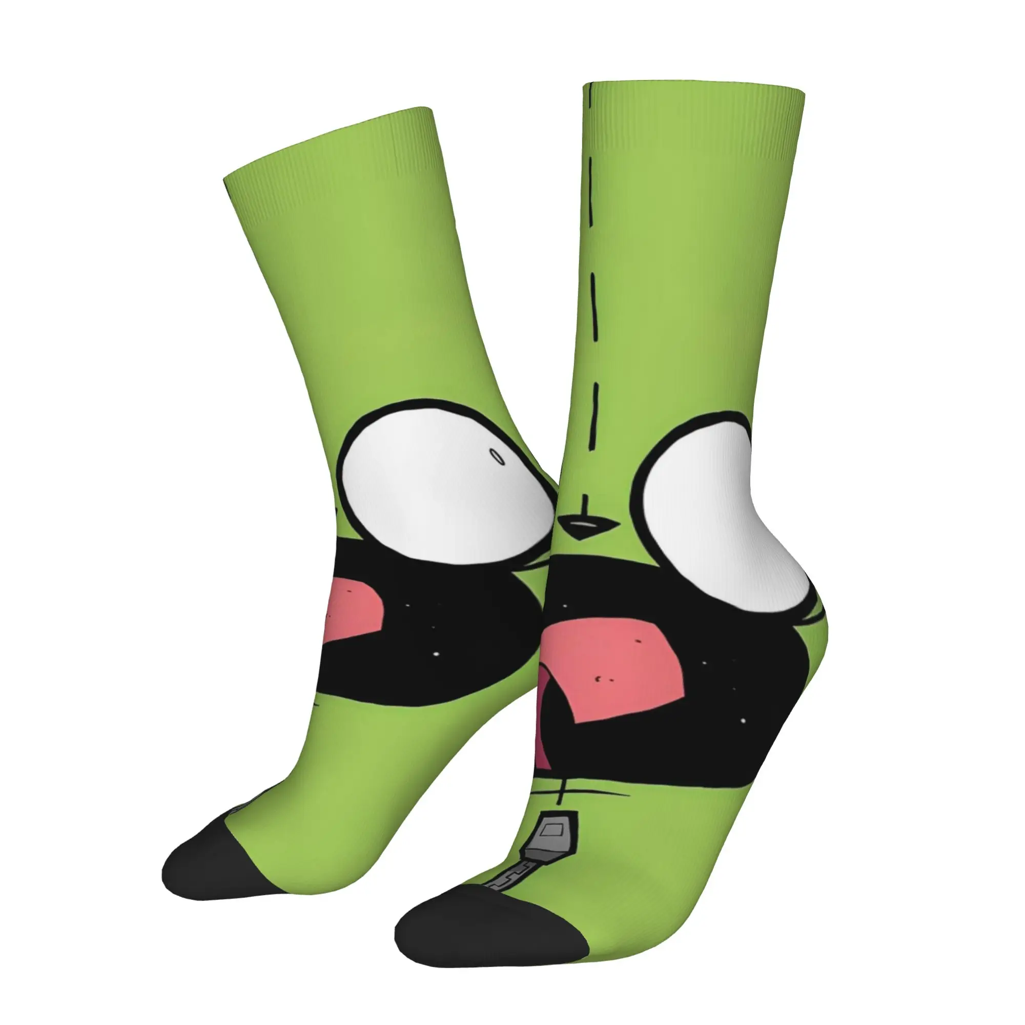 Winter Warm Colorful Men's Women's Invader Zim Gir Face Socks  Non-slip Basketball Socks