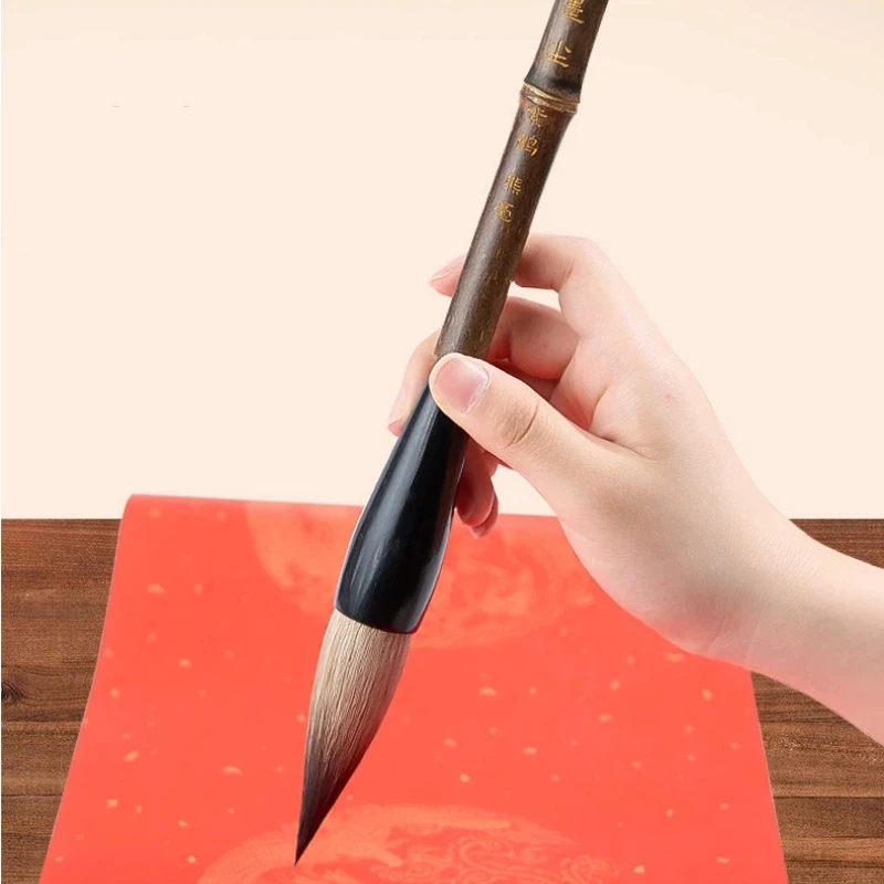 Professional Big Characters Chinese Calligraphy Brush Woolen Mixed Hair Brush Spring Festival Couplet Hopper-shaped Brush Pen
