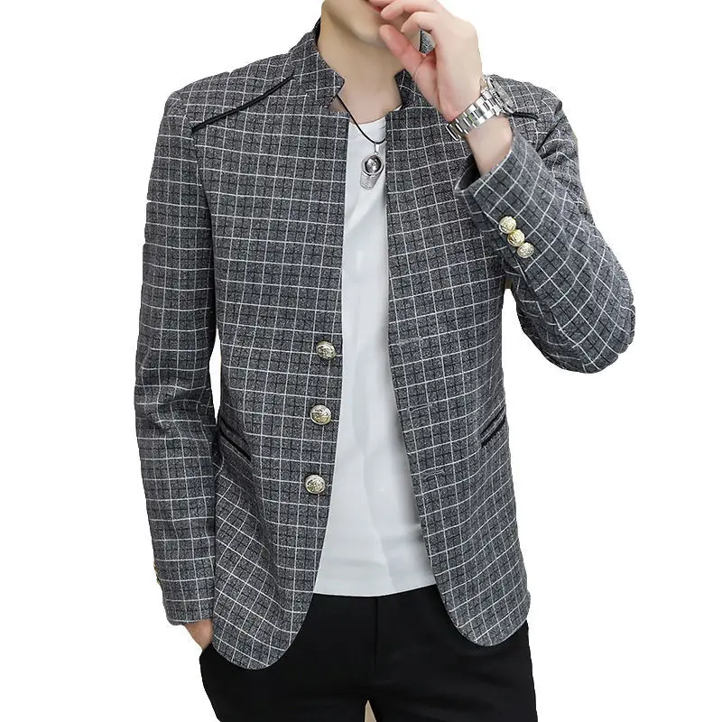 2-A75  2022 Spring and Autumn New Men's Suit Youth Slim Small Suit Single Suit Top Staollar Jacket Men