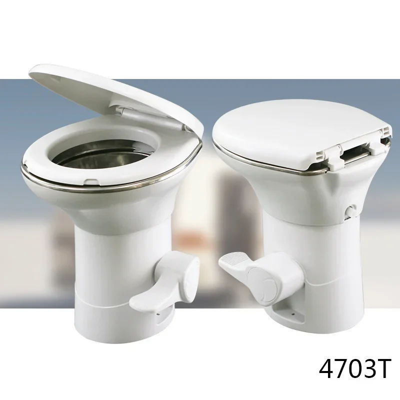 In-line RV Toilet, Stainless Steel Toilet, 200KG Load Capacity, Pre-flush Function, Suitable for RVs and Yachts