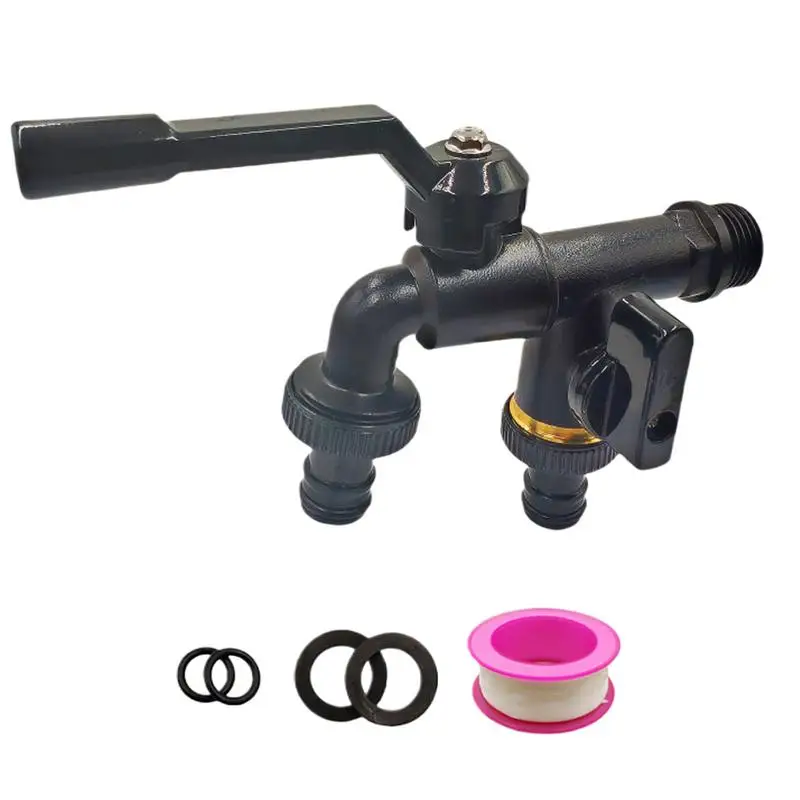 

Garden Double Outlet Faucet Double Taps Brass Water Faucet 1/2 Inch Inlet Wall Mount Heavy Duty Faucet Frost-Proof Hose