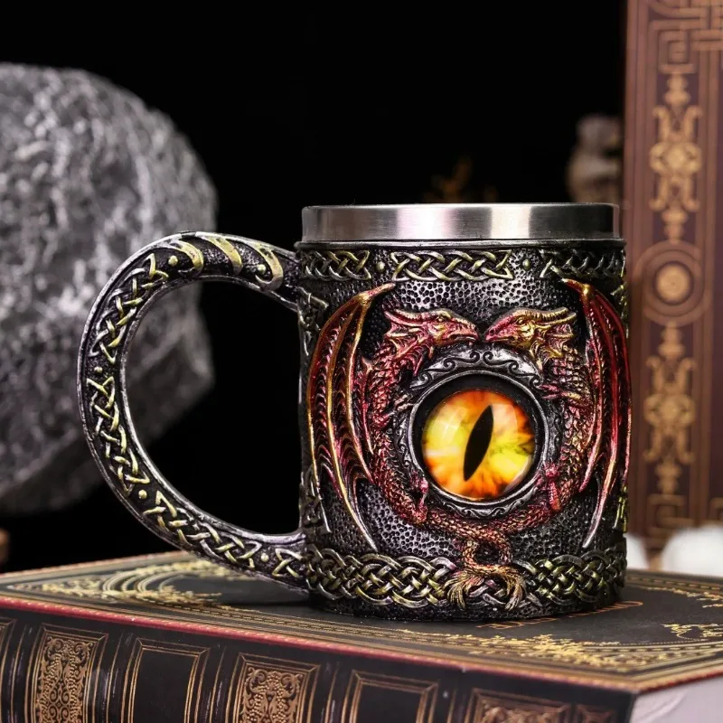 

450ml Dragon Eyes Mug 3D Three-dimensional Relief Creative Coffee Cup Resin for Home And Office