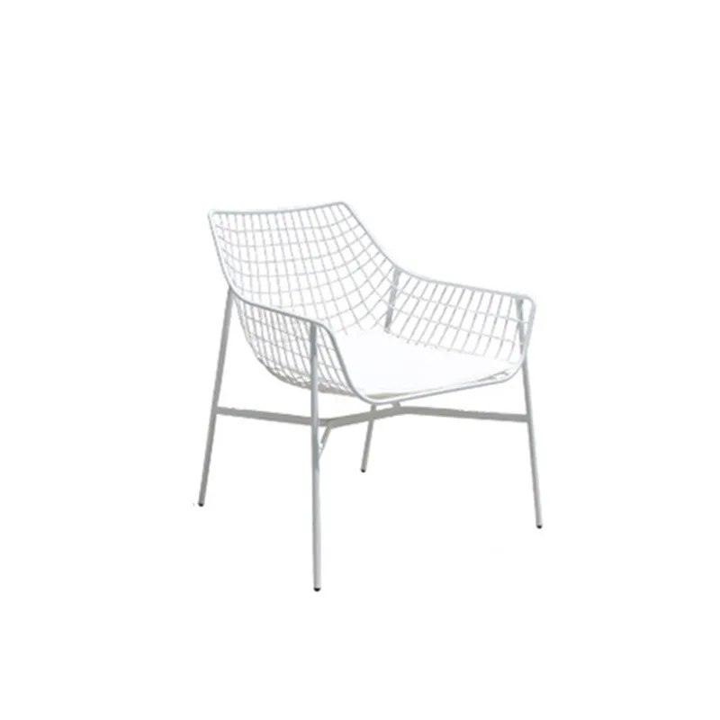 Modern Durable All-Iron Orange and White Design Waterproof Outdoor Metal Chair for Dining Courtyard Hotels