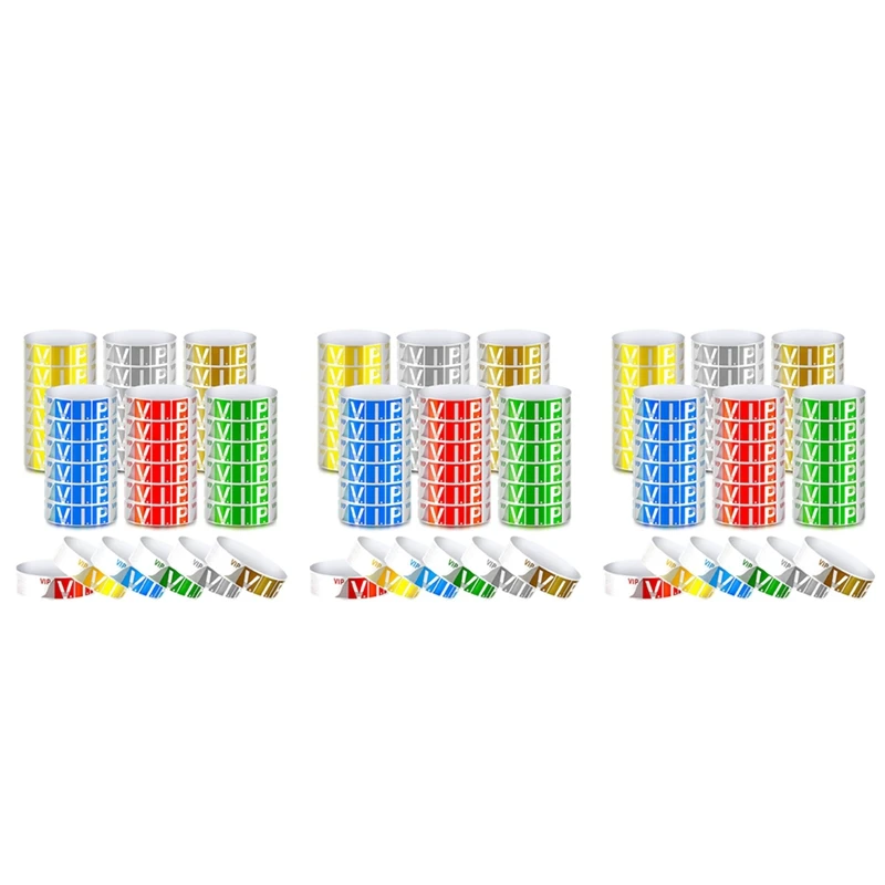 

ABFT-1800 Pack VIP Paper Bracelets VIP Wristbands Waterproof VIP Wristbands Neon Colored Wristbands Variety For Events Party