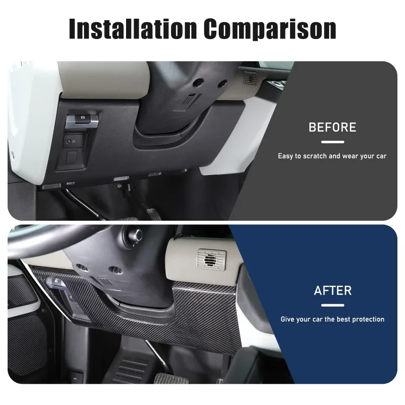 Real Carbon Fiber Steering Wheel Lower Protective Panel Cover Stickers For Land Rover Defender 2020-2025 Car Interior Accessorie