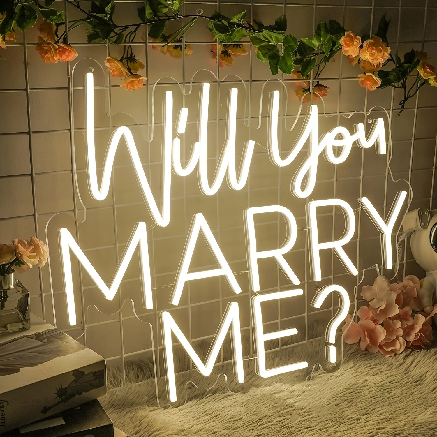 Will You Marry Me LED Neon Sign Proposal & Engagement Party Bridal Shower Wedding Wall Hanging Decor 5V USB Powered Neon Light