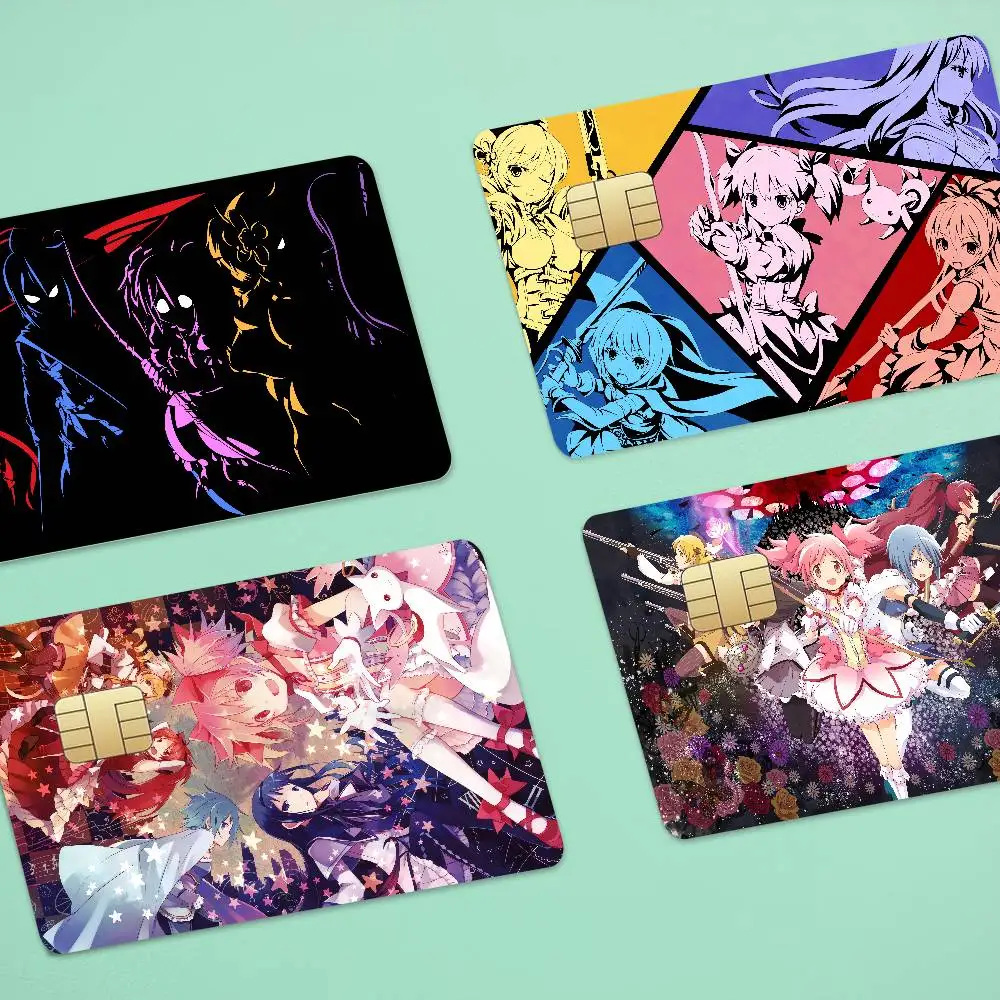 Anime Puella Magi Madoka Magica Anime Front Cover Film Sticker Skin For Credit Debit Card Small Large Chip 1 Set Of 4 Pcs