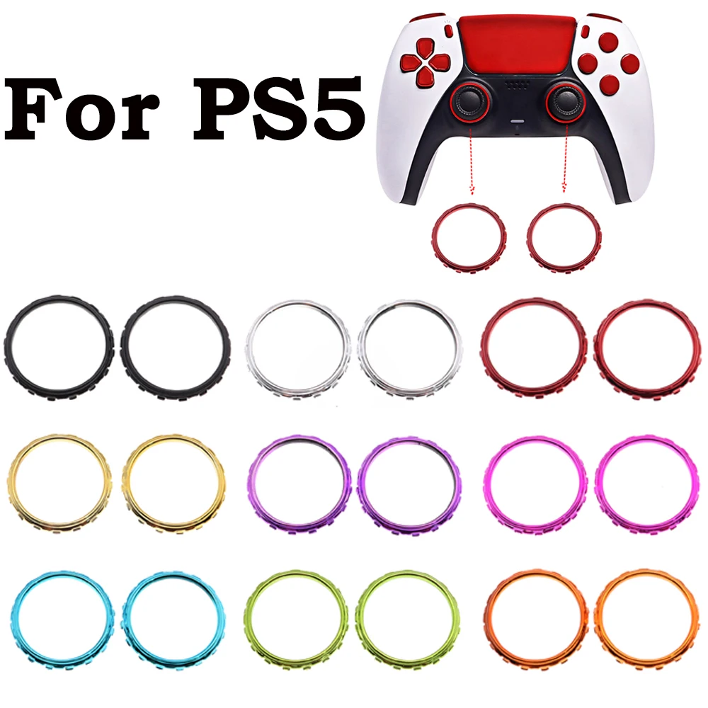5 مجموعات من الملحقات البديلة حلقات لهجة Thumbstick من الكروم لوحدة تحكم Sony Playstation 5 DualSense 5 PS5