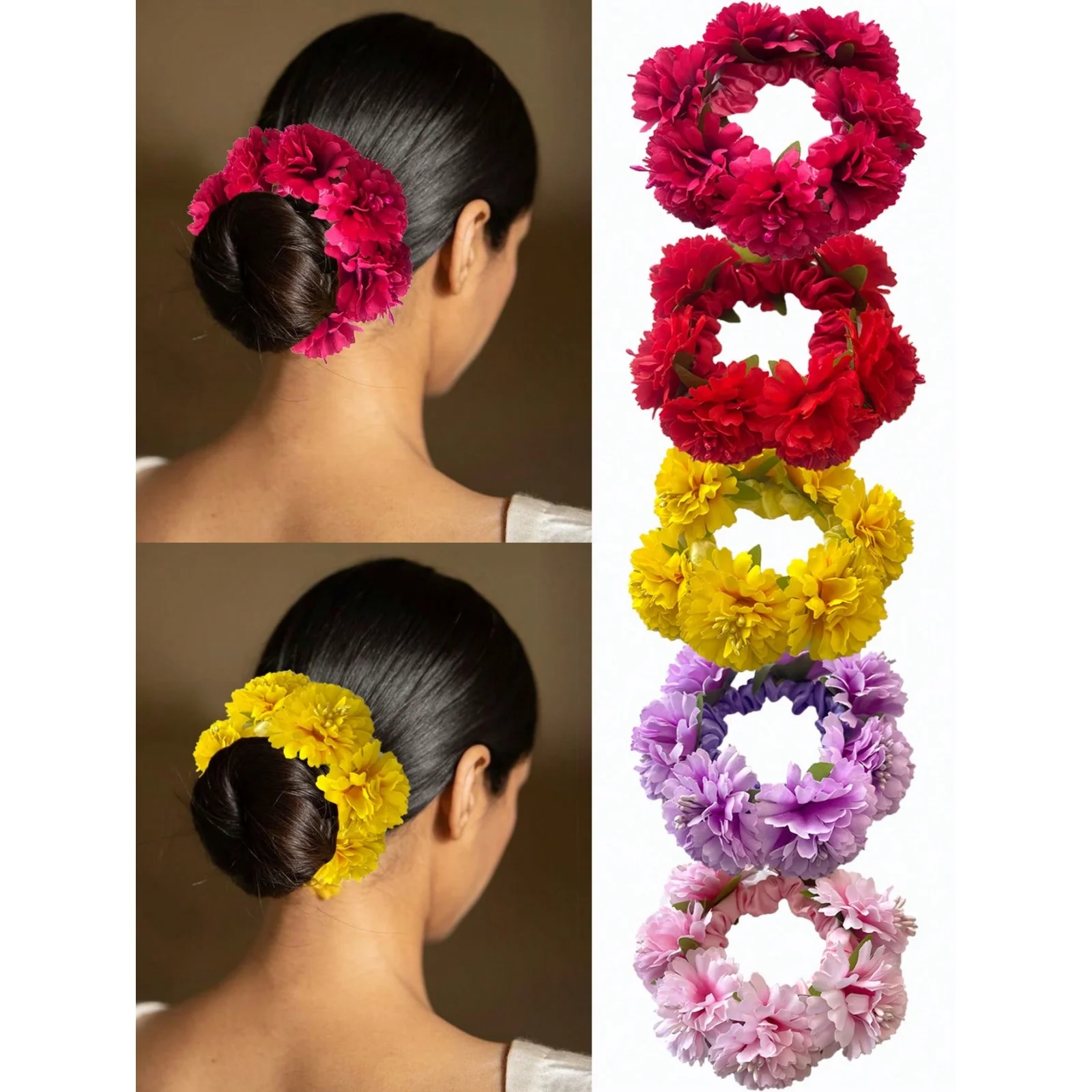 

1pc Women's New Spring & Summer Solid Color Artificial Fabric Flower Hair Scrunchie, Suitable For Beach, Hawaii Vacation, Daily