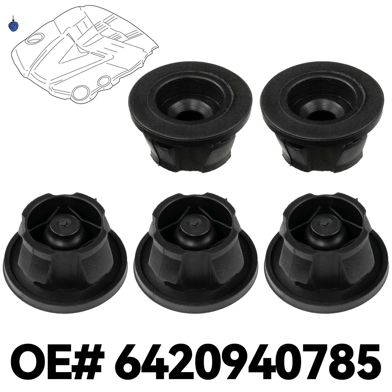 5x Car Engine Covers Rubber Mat For Mercedes Benz Engine Cover Trim Rubber Mounting Grommet Bung Absorber Accessories 6420940785