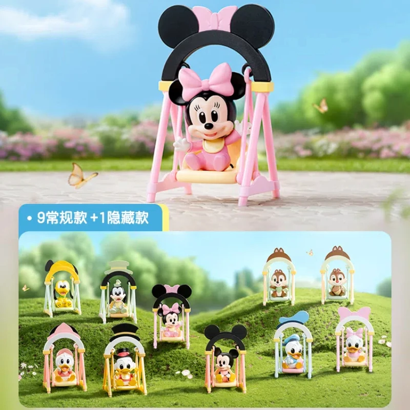 Disney Mickey Minnie Mouse Chip Dale Goofy Pluto Huey Daisy Lovely Gifts for Kids Mickey Family Swing series Action Figure Toys