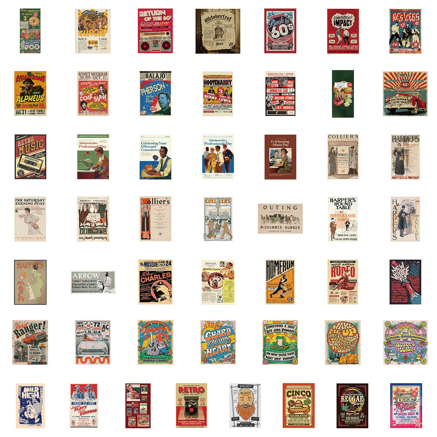 50 pezzi adesivi per poster retrò impermeabili in stile americano decorazione fai da te notebook mobile chitarra valigia tazza d'acqua giocattoli graffiti