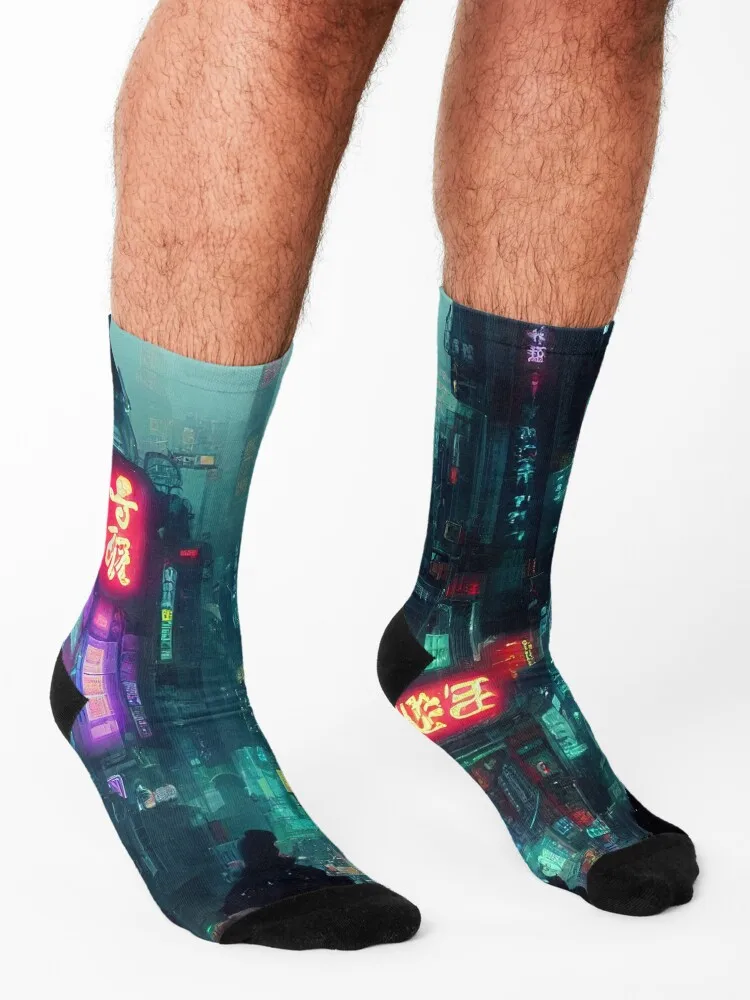 Cyberpunk city Socks winter gifts Non-slip christmas gift Children's Girl'S Socks Men's